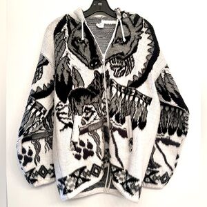 Artesanias Tuntaquimba 
Streetwear Vintage Wolf Wool Jacket Size M